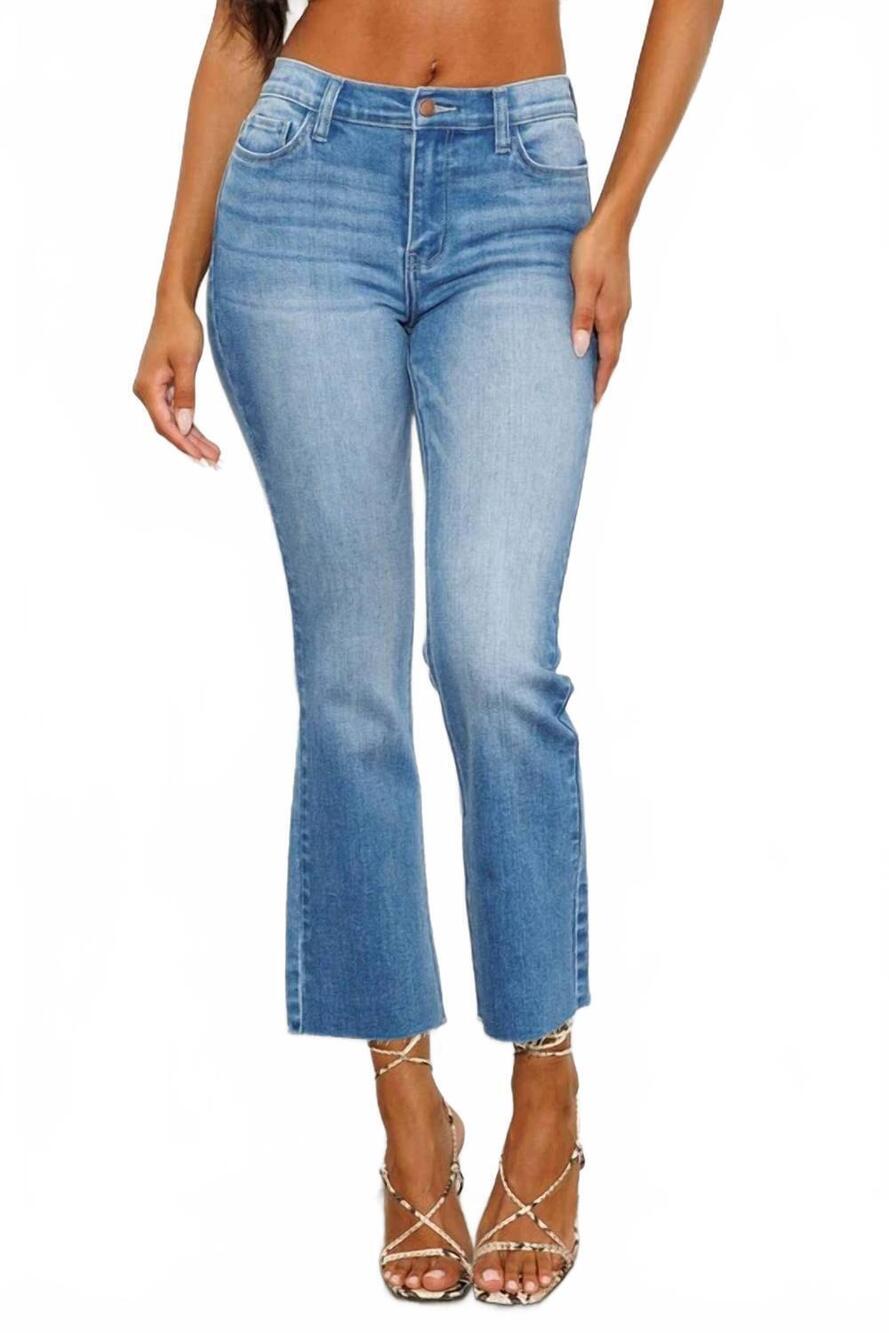 NEW VIBRANT regina ankle flare jean in blue